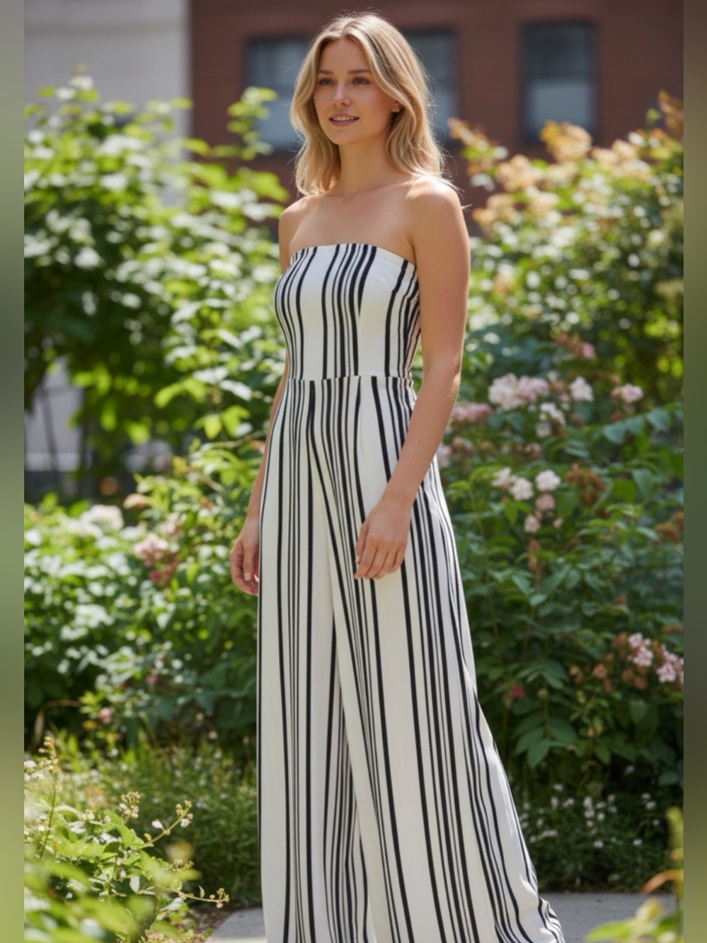 H&M Monochrome Striped Jumpsuit